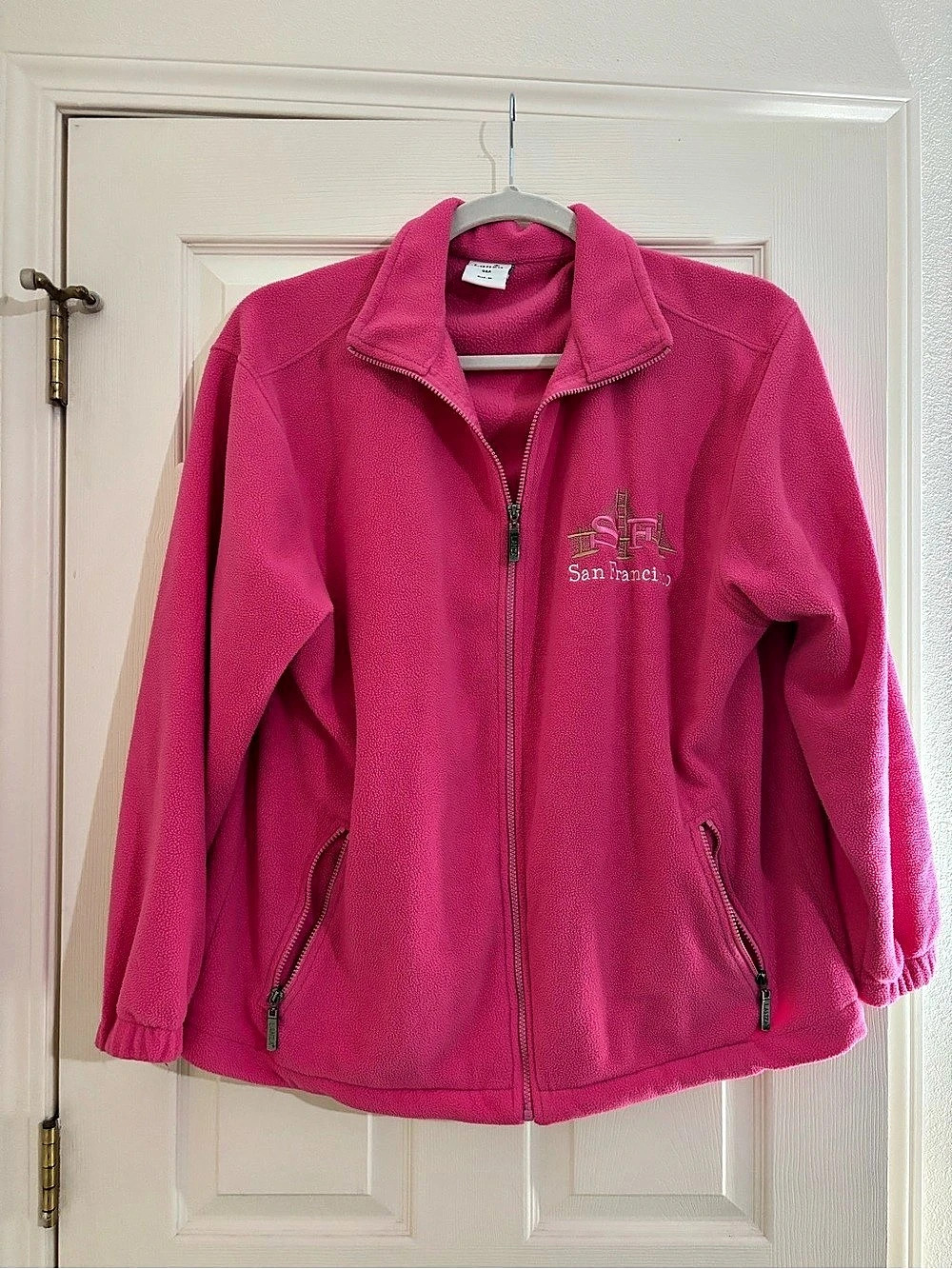 LanzQ Fleece Full-Zip Jacket in Pink Size XL Like New